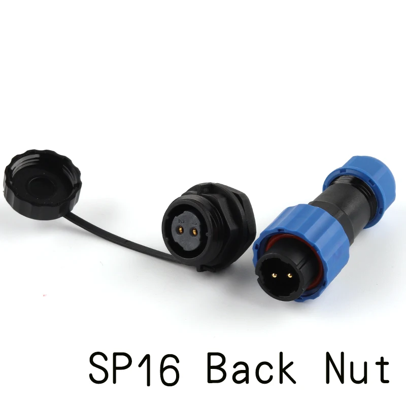 SP16 Waterproof Back Nut Connector Male Plug & Female Socket 2/3/4/5/6/7/8/9 Pin IP68 Wire Cable Connector  Aviation Plug