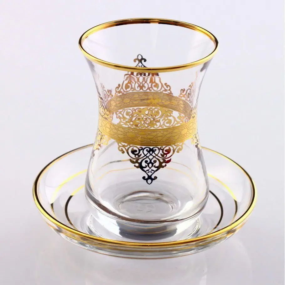 DOLBOVIPaşabahçe Decorated Tea cup Pad, 6 Personality-Nida Gold mug кружка coffee cup cup اكواب قهوه tazas