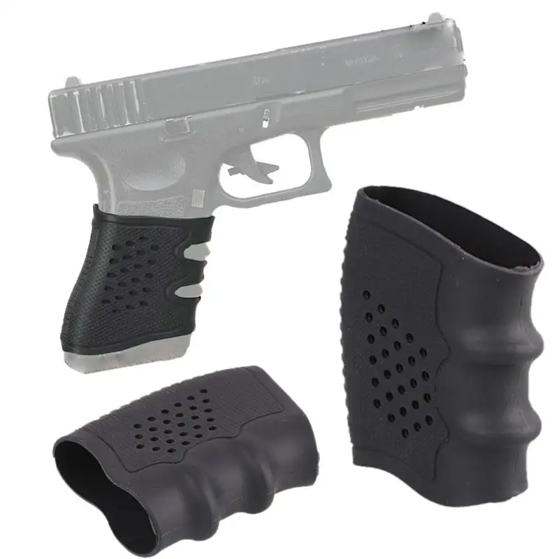 Tactical Slip on Rubber Grip Gloves Grip Sleeve Rubber Grip Cover Black Fits S&W M&P Glock Pistol Handgun Stretch-to-fit Grip