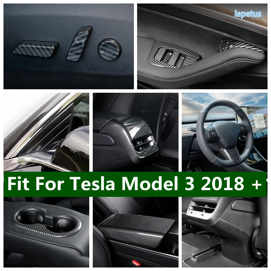 

Window Lift A Pillar Panel Steering Wheel Decor Frame Water Cup Holder Cover Trim For Tesla Model 3 2018 - 2021 Car Accessories