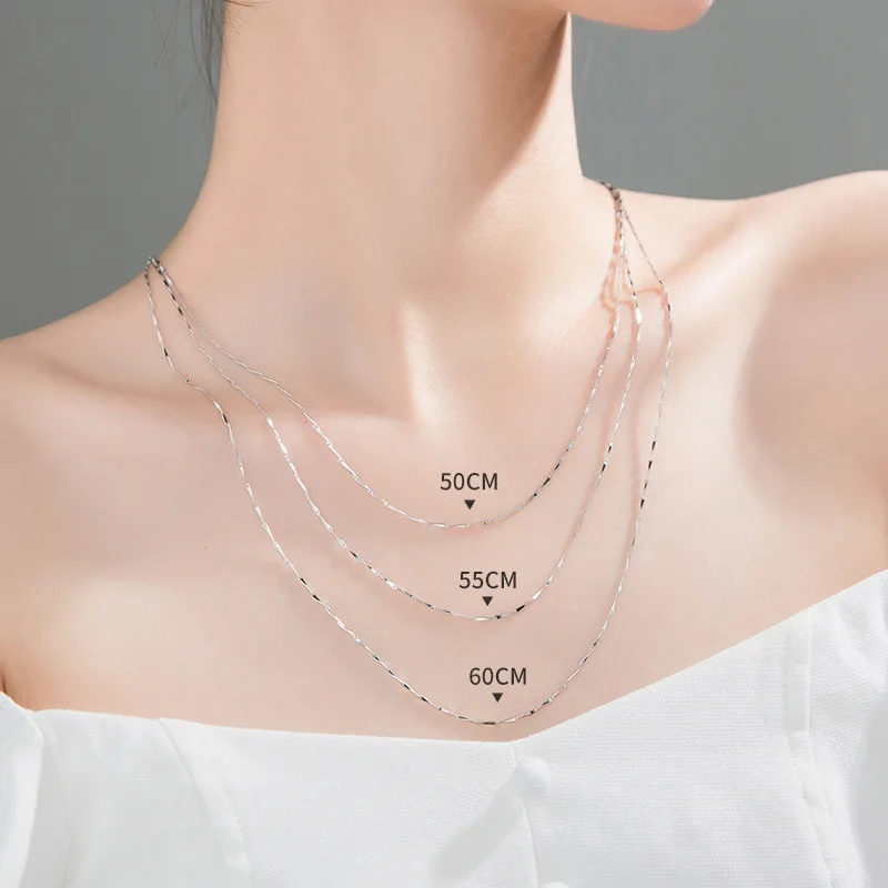 50cm 55cm 60cm Female Necklace For Women On Neck Silver 925 Chain Necklaces Women Pendant Girls Fashion Jewelry Minimalist Long