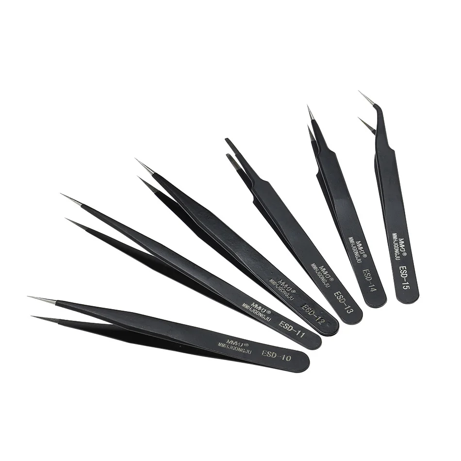 1 Cái Chống Tĩnh Điện ESD Nhíp Inox Bảo Dưỡng Công Nghiệp Chính Xác Cong Nhíp Thẳng Dụng Cụ Sửa Chữa