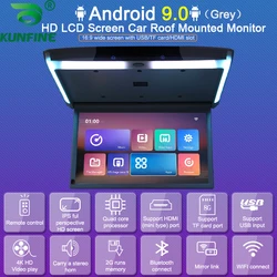 19 inch Display digital screen Android 9.0 Car Roof Monitor LCD Flip Down Screen Overhead Multimedia Video Ceiling Roof mount