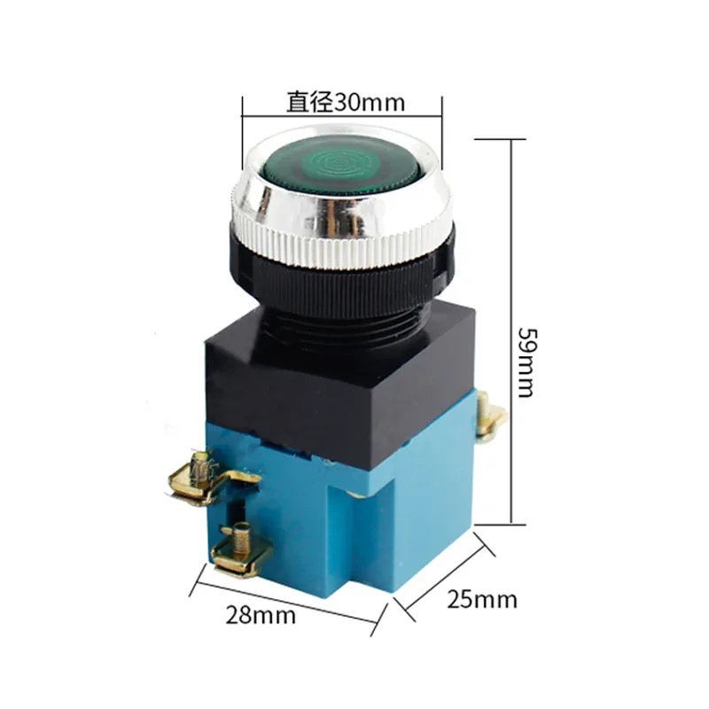 P50 Momentary Push button switch 25mm 5A 380V Circular small size Flat round Red,Yellow,blue,Green,Black LA19-11