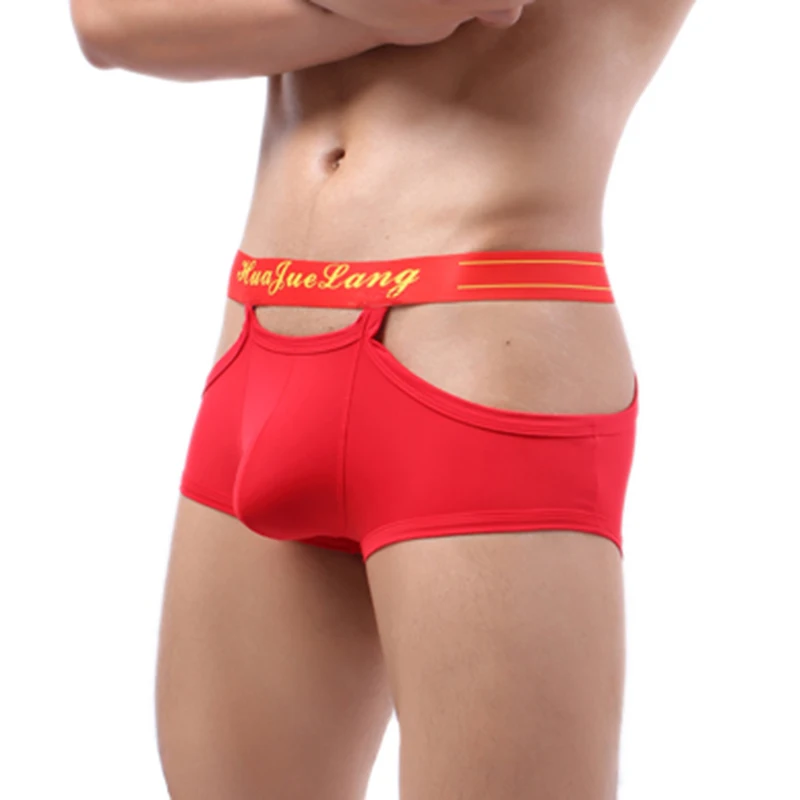 Men Ice Silk Boxer Shorts Sexy Hollow Out Underwear Cueca Slips Homme Panties 2XL Quick Dry Underpants Breathable Trunks Bikini