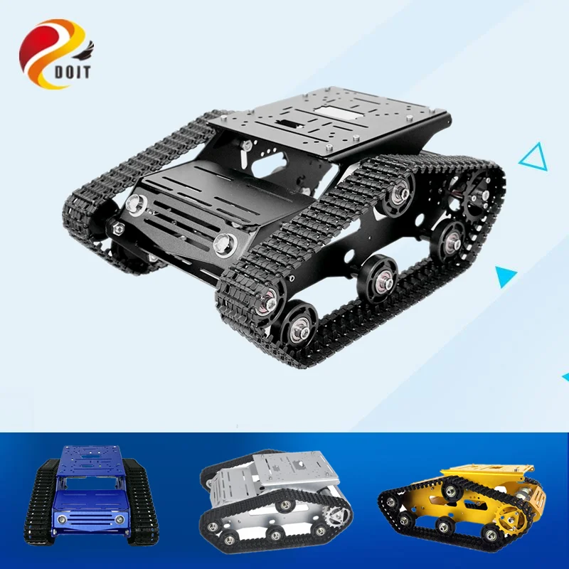 DOIT RC Robot Tank Chassis alloy Tracked Robotic Chassis RC Tank Interface Holes for Robot Project Graduation Design YP100