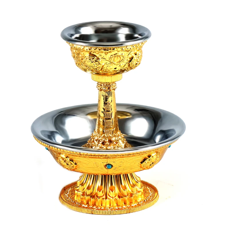 Tibetan Buddhist product copper alloy gilt tantra eight auspicious guardian cup trumpet for Buddha supplies for cup