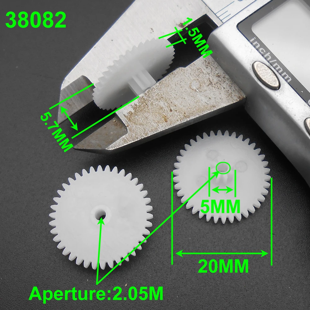 

1000Pcs 0.5 Modulus 0.5M Double Gear Reduction Bilayer Gears 38 Teeth 8 Teeth Aperture 2MM 2.05mm 2B Loose Fitting 38T 8T 38082B