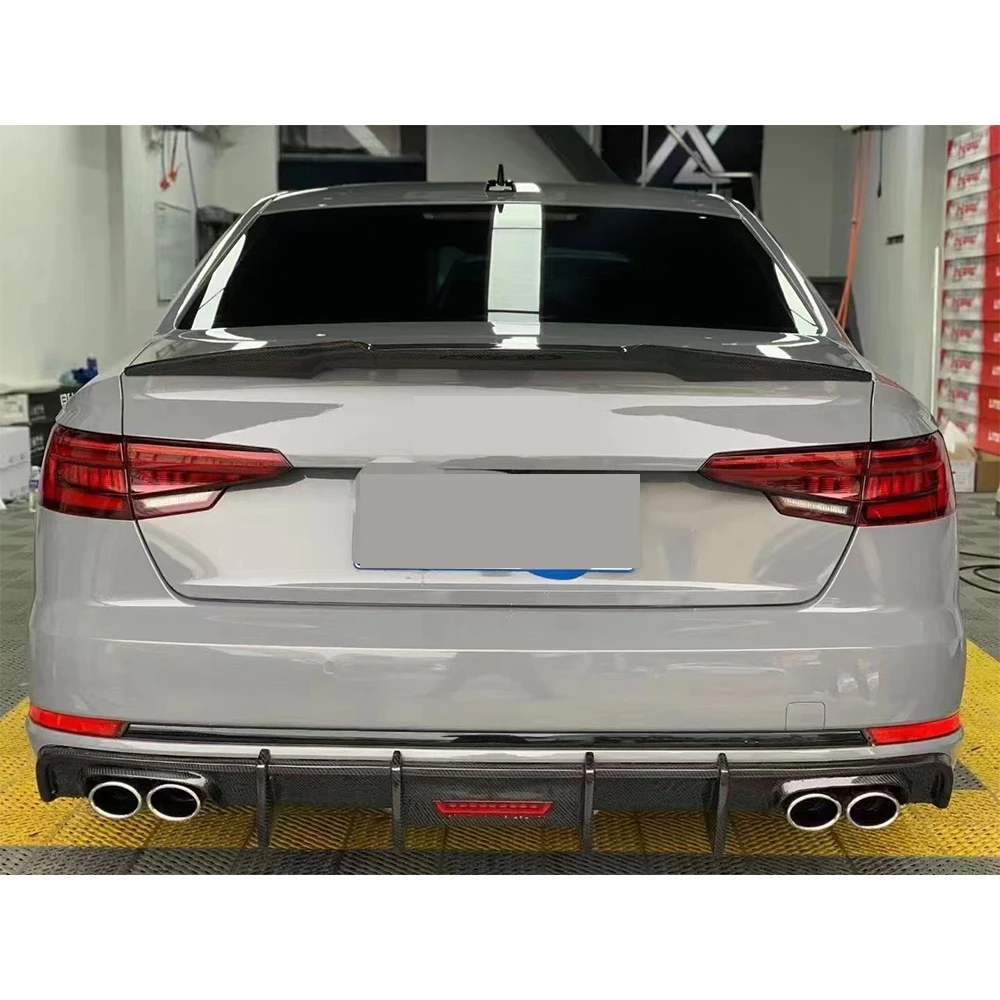 Carbon Fiber Rear Bumper Diffuser With Led For Audi S4 & A4 Sline Sports Bumper 2017-2020