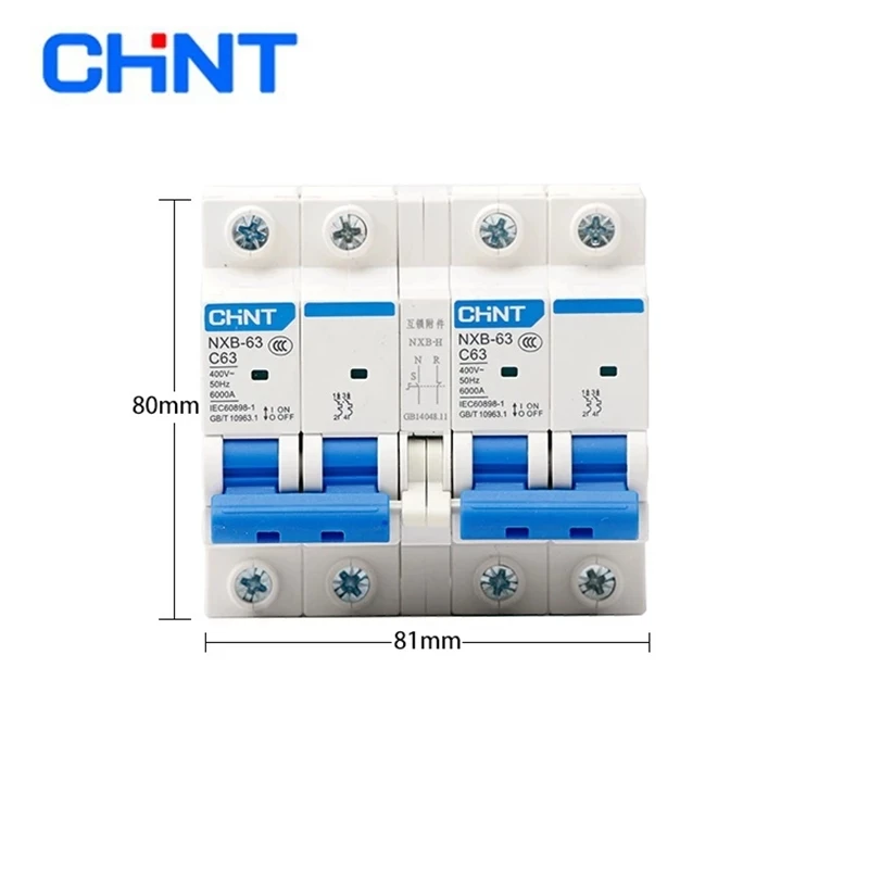 CHINT NXB-63 Dual Power Supply Interlock Switch New DZ47 Interlock Conversion 2PC Type 63A City Power Switch