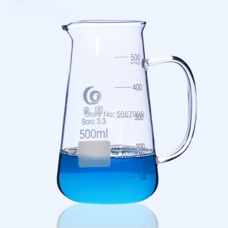 1PC 125ml 250ml 500ml Conical  Glass Beaker with handle Chemistry Laboratory Borosilicate Triangle Glass Beaker with spout