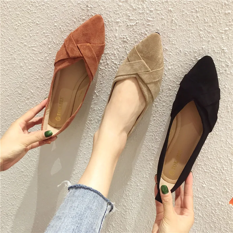 Spring Fall Women Flats Caramel Colour Black Pointed Toe Flat Heel Shoes for Ladies Brown Flats for Women Foldable 33 34 32 45