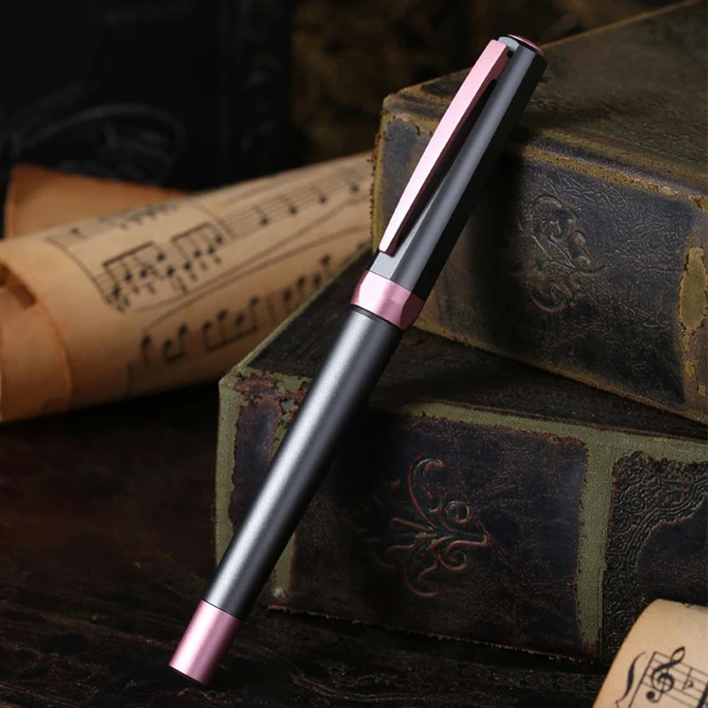 

Picasso Pink Pimio 965 Black Metal Fountain Pen Bach Rhythm Titanium F Nib 0.5mm Personality For Office & Home Writing