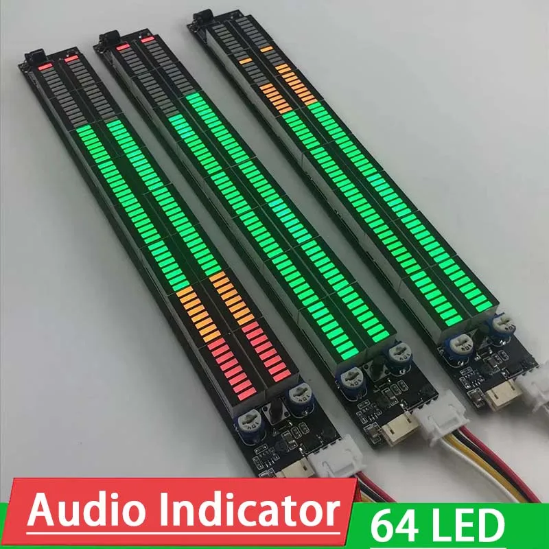 DC 12V 24V Multi-mode 64 LED Stereo Music Spectrum light Audio Level Indicator Amplifier VU Meter DIY Car player Light Lamp