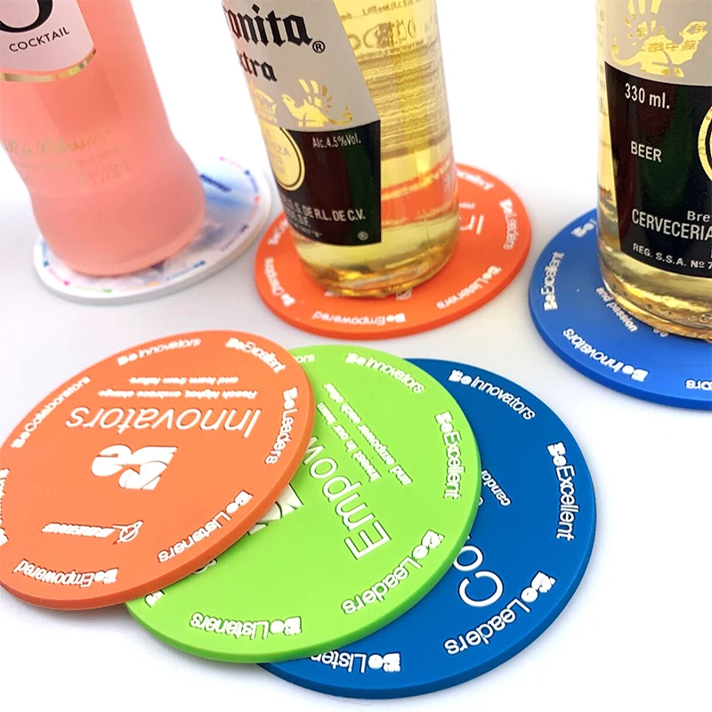 

Custom Coaster Sets for Drink, Cover with Logo, PVC Soft Rubber, Heat Insulation Mats, Promotional Gifts, Personalized