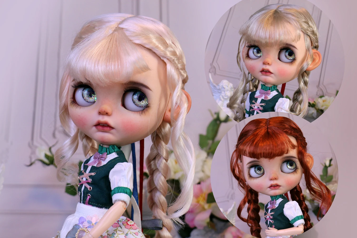 

Кукольный парик Blythes, подходит для 1/6 размера, модная новая челка, двойная оплетка, искусственный мохеровый парик, Женская коса