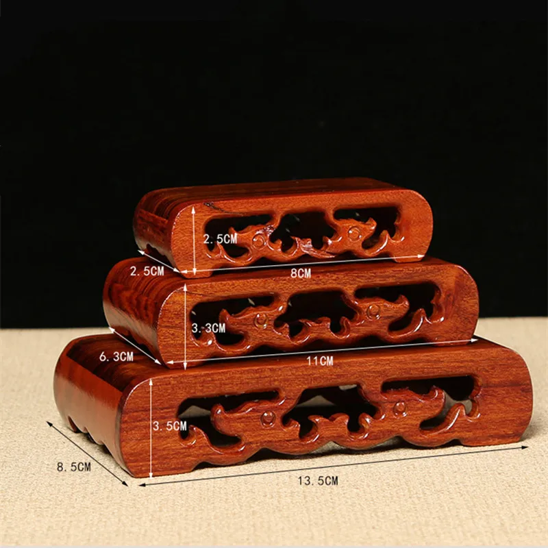 Natural Solid Wood buddha statue figurines base ornaments Wenge mahogany handicraft marble tea pot rectangular flowerpot base