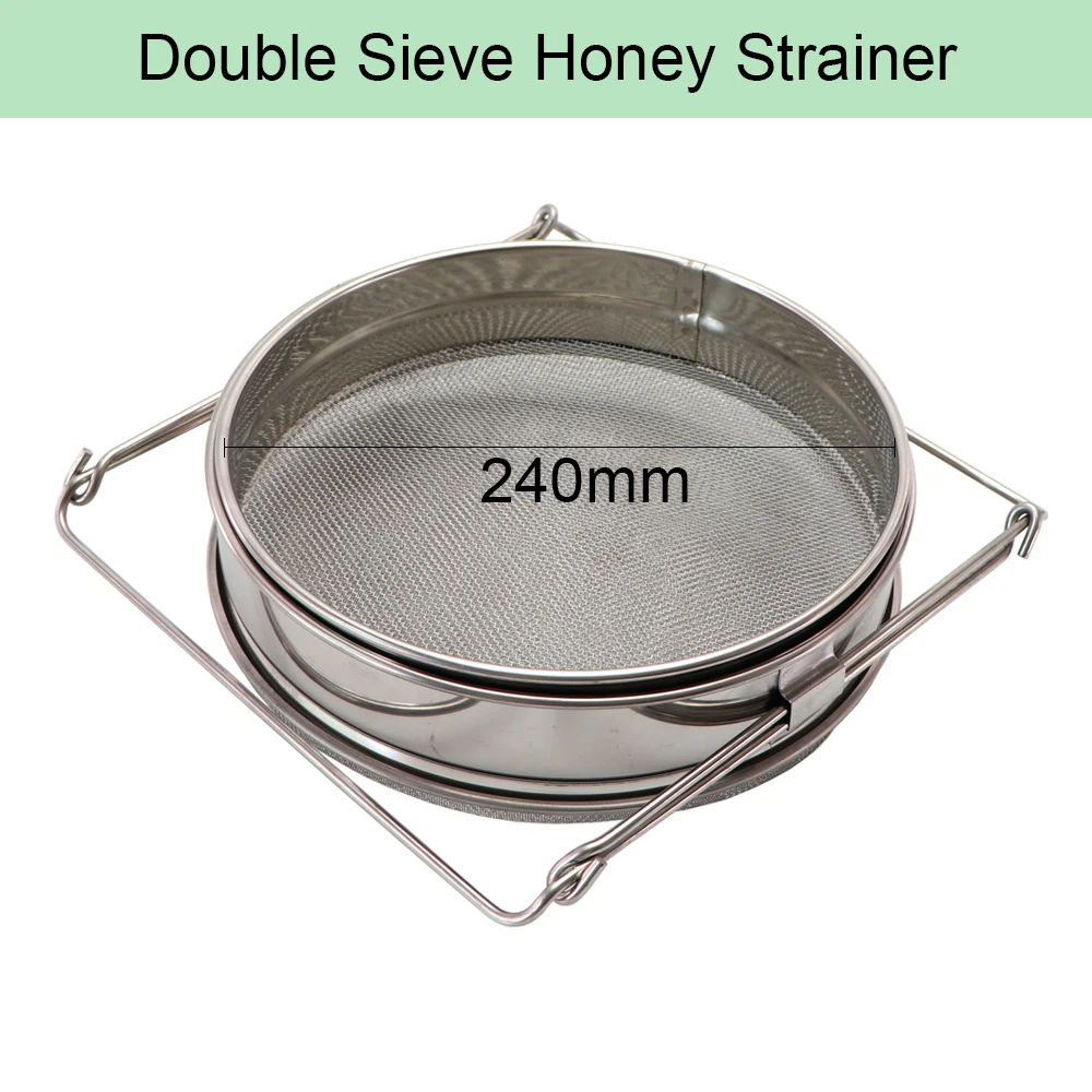 Honey Double Sieve Stainless Steel Strainer Kit With Frame Holder Honey Gate Valve 21 Pin Uncapping Fork Scraper Beekeeping Tool