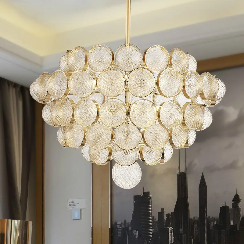 

Post Modern Gold Luminarias Lustre Led Pendant Light Carved Glass Globes Pendant Lamp Indoor Lighting Fixtures Suspend Lamp