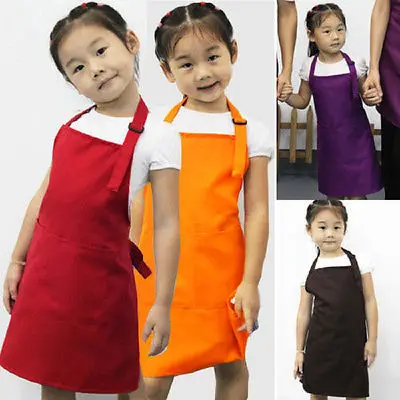 Limit 500 New Kids Apron Child Painting Cooking Baby Pinafore Solid Color Kitchen Hot Sale Toddler Clean Aprons