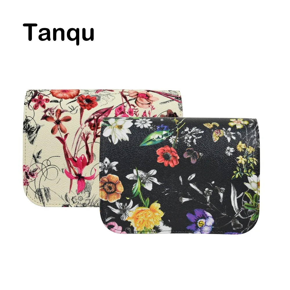 

TANQU New Floral Print PU Leather Flap Cover Lid Clamshell with Magnetic Lock Snap Fastener for Obag O Pocket O Bag