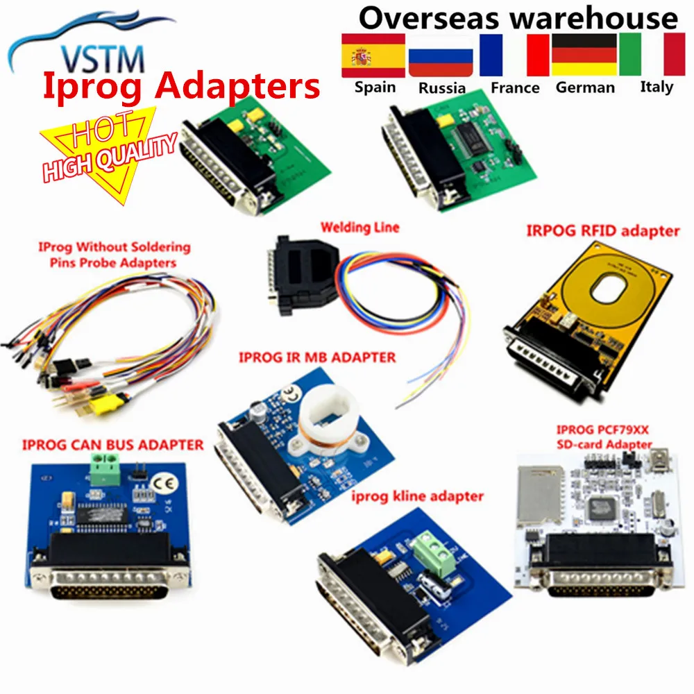 Best Quality IPROG Adapter For IProg+ V86 Programmer Replacement RFID/CAN BUS/K-LINE/MB IR/PCF79XX//35080/160Eraser Adapters