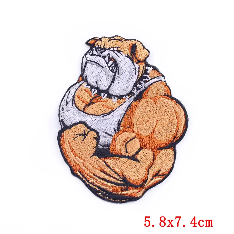 Sports Fitness Applique Patch Animal Embroidered Patches for Clothing Sticker Muscle Orangutan/Bear/Shark/Horse Patch Badges