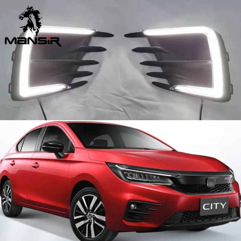 

LED Daytime Running Light DRL For Honda City RS 2020 Daylights Yellow Turn Signal Car Headlight Auto Fog Lamp