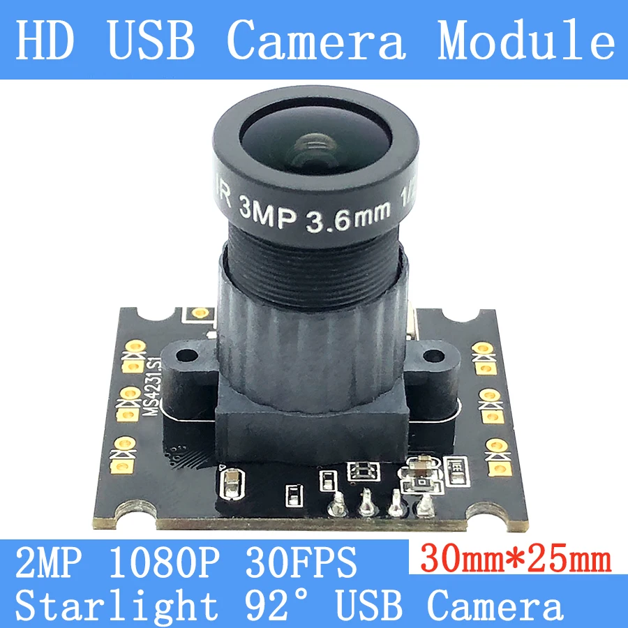 Módulo de Cámara Industrial Full Hd, 1080P, MJPEG, OTG, UVC, 30fps, USB, Starlight Wide Dynamic, Webcam de 2MP, compatible con Audio