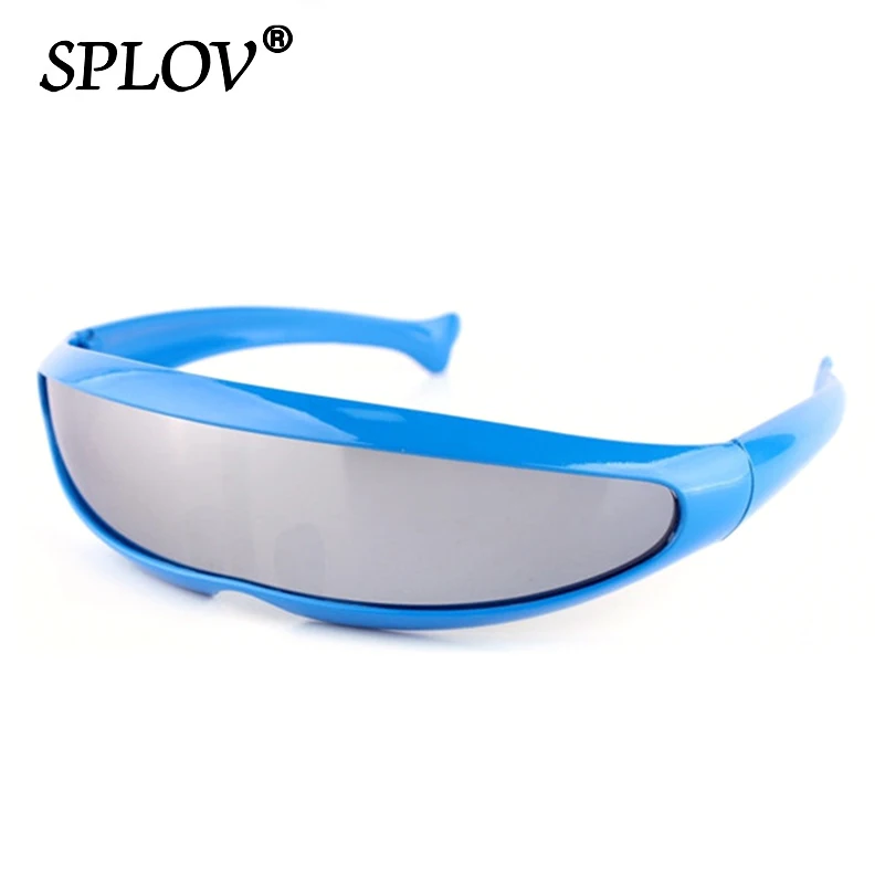 Conjoined Lens Sunglasses Men Women Fishtail Design X Laser Dolphins Mirror Glasses Windproof Goggles Space Robots Eyewear UV400