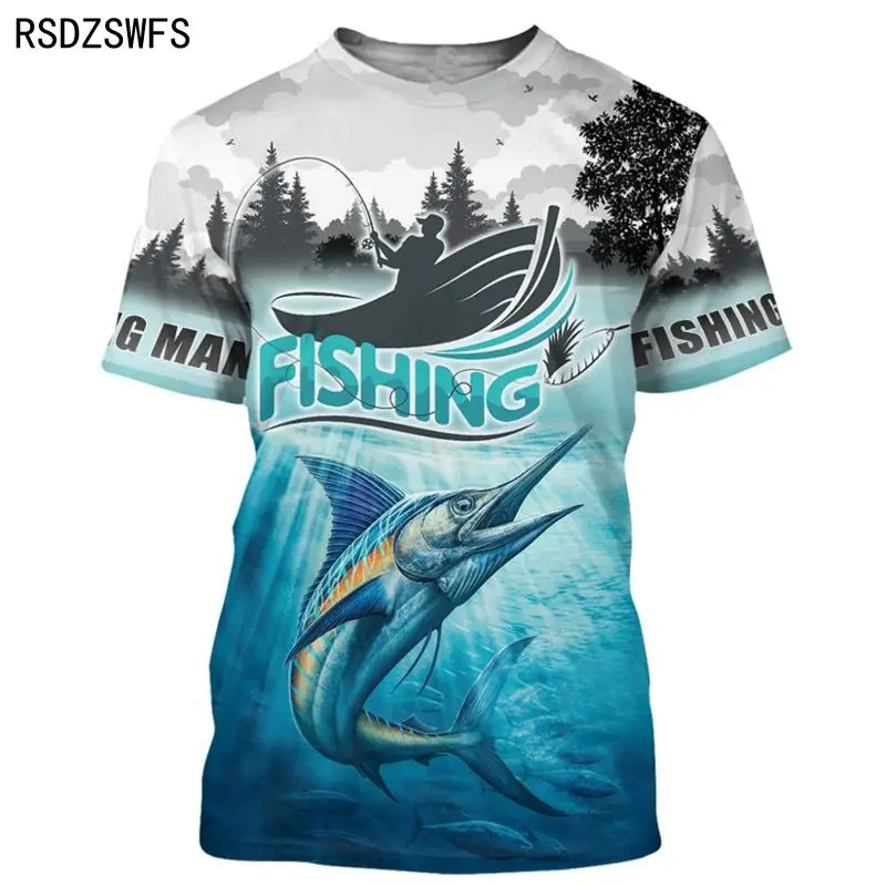 Fishing Men And Women 3D Printing T-Shirt Fashion O-Neck Short-Sleeved Oversized T-Shirt Funny Tee Summer Men Clothing Tops Tee