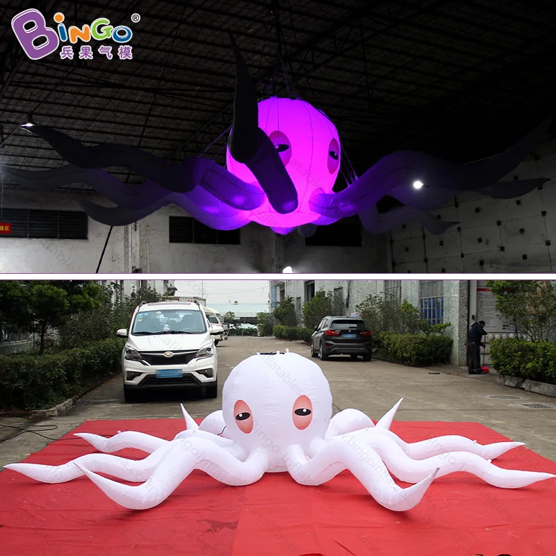 Goede opblaasbare 5x5x1.4 meter cartoon octopus opblaasbare octopus model ballon met LED verlichting voor evenement-speelgoed