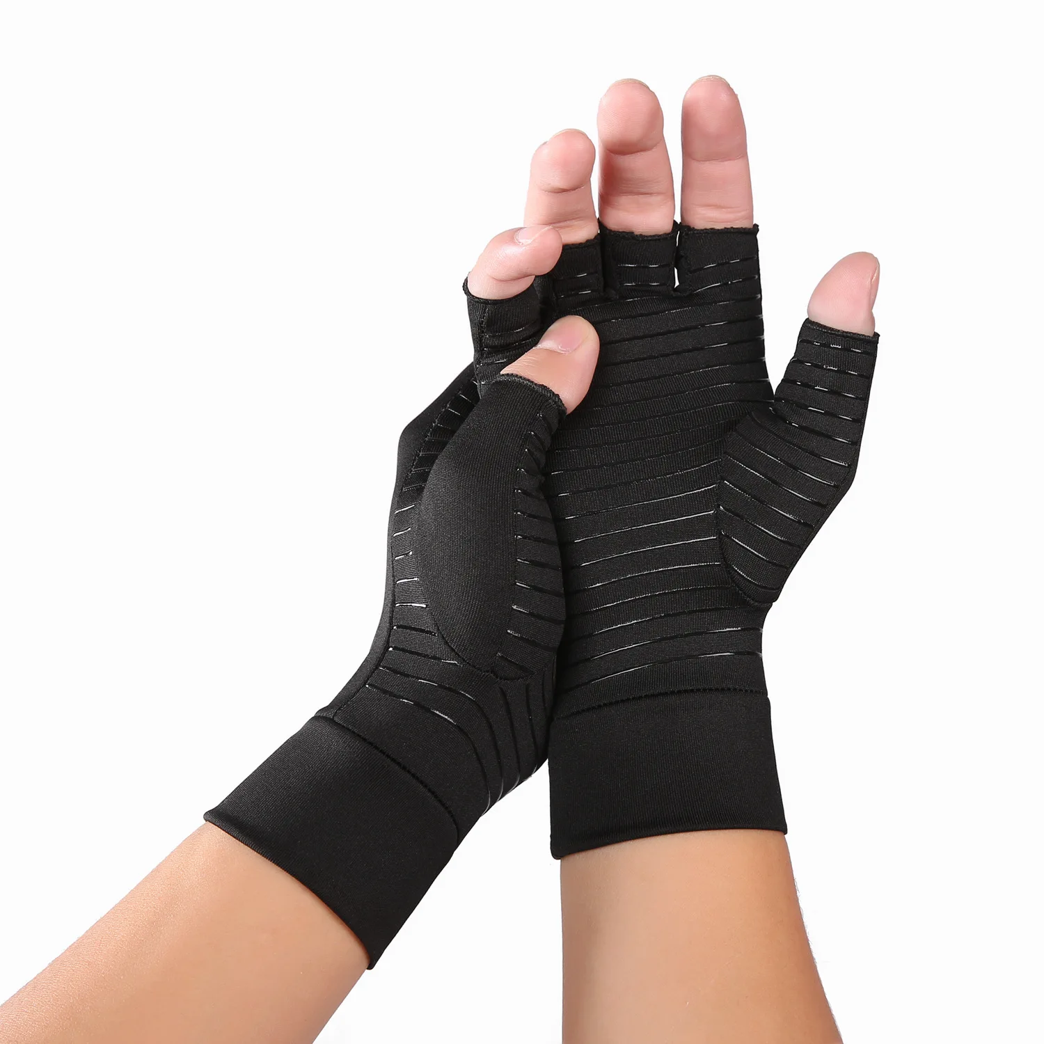 1 Pair Compression Therapy Arthritis Gloves Fitness Hand Joint Pain Relief Copper Artriti Gloves Open-fingertip Infrared Gloves