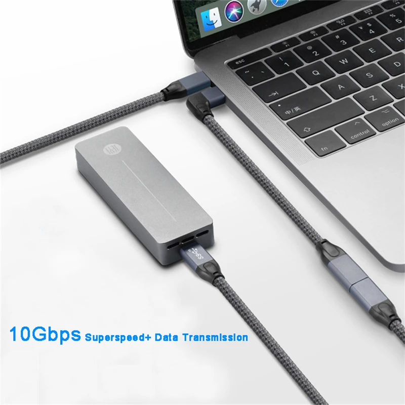 100W PD 5A zakrzywione USB3.1 typu C kabel przedłużający 4K @ 60Hz 10 gb/s USB-C Gen 2 przewód przedłużający dla Macbook Nintendo ASUS laptopa HP 1M