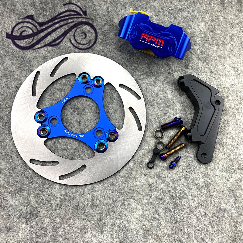 CNC Motorcycle Front Fork Brake Caliper+Brake Pump Adapter Bracket+200mm Brake Disc Brake Rotor Brake Disks Set For Honda DIO ZX