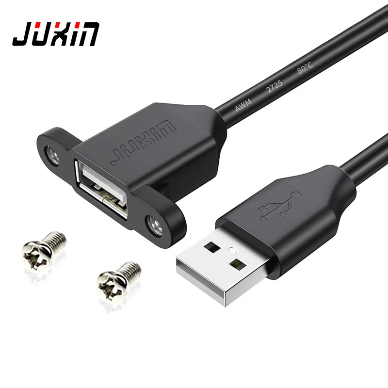 USB2.0 uzatma kablosu kulakları ile USB kablosu erkek kadın vida delikleri sabitleme USB küpe şasi dolap bölme