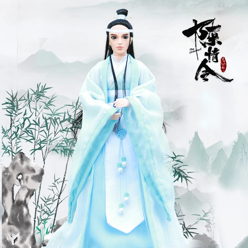 Ancient Dress Doll 30cm Chinese Martial Arts Novel Knight Lan Wangji Wei Wuxian 14 Moveable Joints 3D Dolls With Clothes ZH086