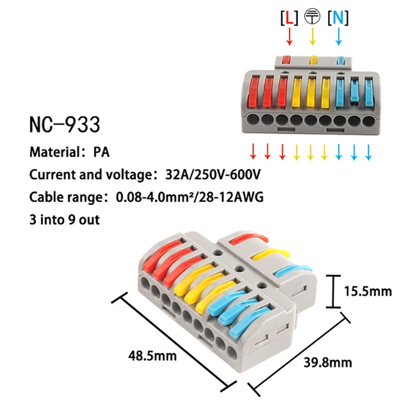 Quick Wire Connector SPL Universal Wiring Cable Connectors Push-in Conductor Terminal Block Led light Electrical splitter