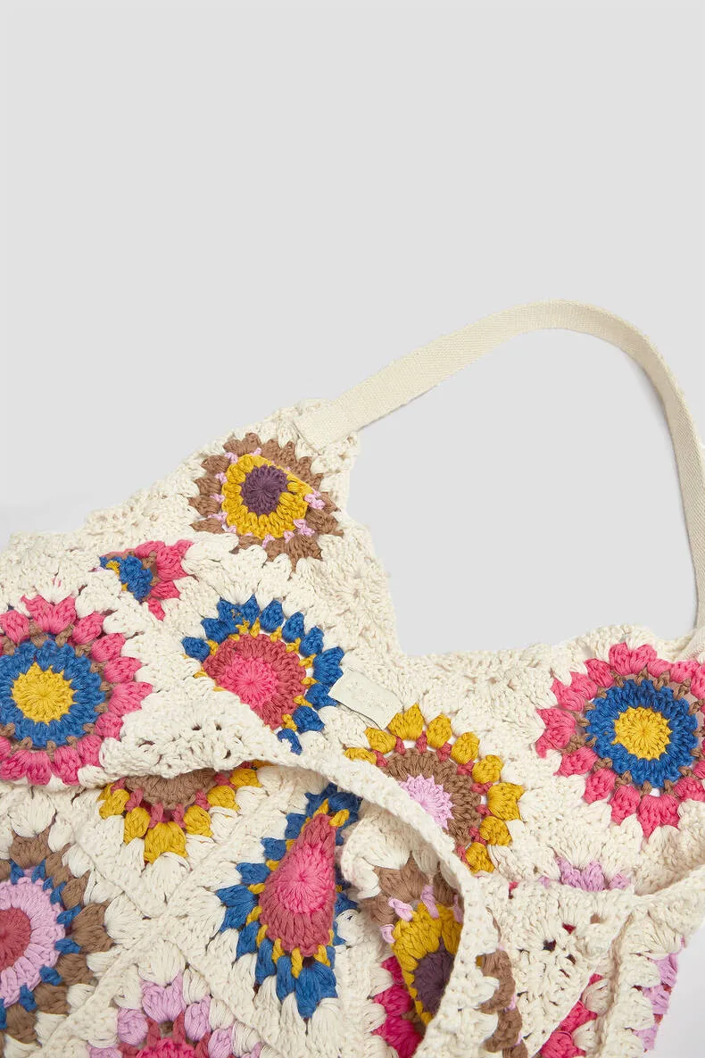 Designer Braided crochet shoulder bag Women New Casual Ethnic Style Woven large big capacity summer beach floral bucket purse