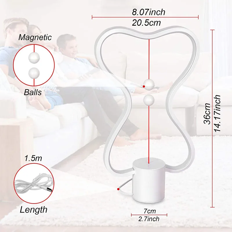 LED Heng Balance Light Creative Magnetic Switch Color Night Light USB Desktop Decoration Table Lamp Home Bedside Night Lamp Gift