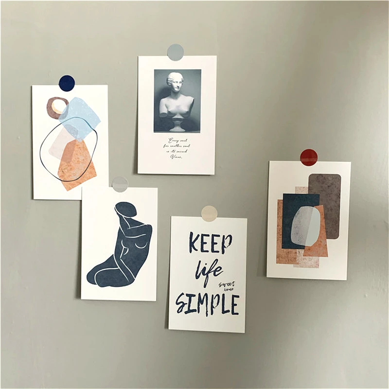 5Pc Set Retro Kunst Abstrakte Karten Darstellung Poster Postkarte Foto Requisiten DIY Schlafzimmer Wand Kreative Dekorative Schreibwaren Geschenk