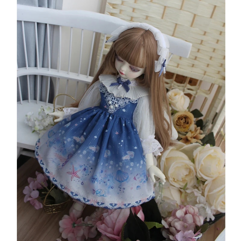 Doll dress 1/6 1/4 BJD dress + hair band doll clothes for blyth doll 1/6 1/4 BJD doll accessories only dress bright color