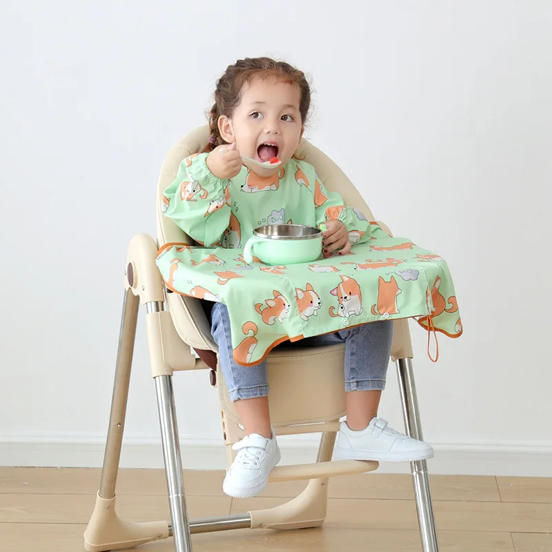 Tablier de chaise de salle à manger pour bébé, bavoir à manches longues, combinaison anti-salissure, imperméable, artefact de manger, alimentation des nourrissons et des jeunes enfants