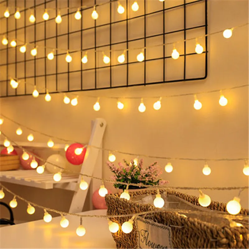 2M 5M 10M LED Cherry Balls String Lights Indoor Outdoor Decorative Fairy Lights Warm White for Birthday Party Wedding Christmas