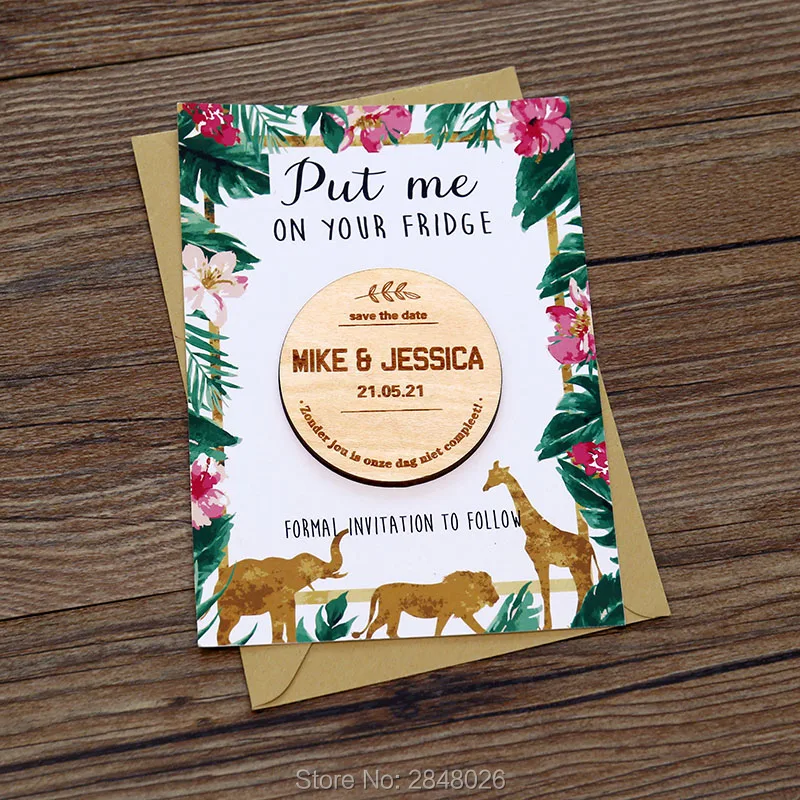 

Rustic leaves save the date magnet, Wedding Favors,Wood save the date magnet