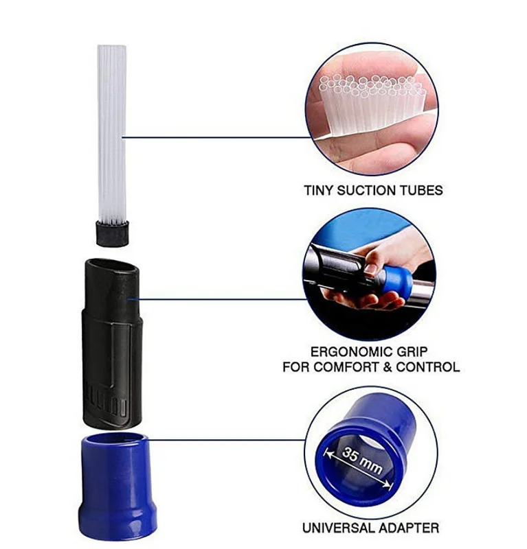 Universal Vacuum Attachment Dust Daddy Small Suction Brush Tubes Cleaner Remover Tool Cleaning Brush for Air Vents Keyboards