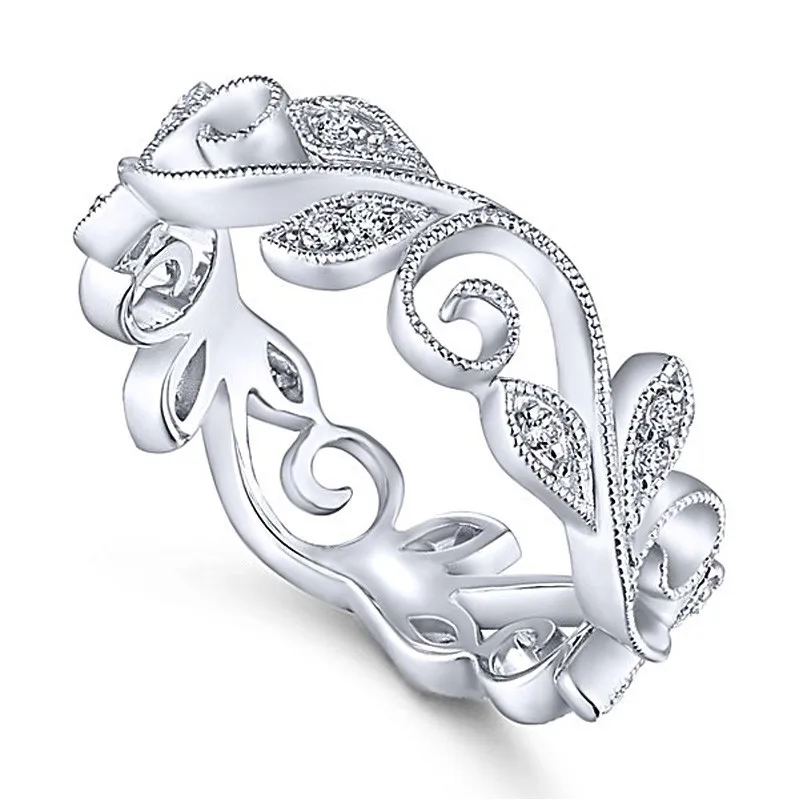 Cute Romatic Rose Gold Color Engagement Ring Creative Vine Leaves Fingure Rings For Lady Girls Party Wedding Ring Jewelry