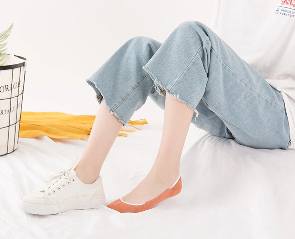 10 Paar unsichtbare Socken für Damen, Hausschuhe, kurze Söckchen-Set, modische Damen-Frau-Packung, einfarbig, Baumwolle, rutschfest, No-Show-Socken – Detail 10