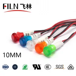 FILN 10mm 12v 24v 220v 110v Plastic Wired Terminal  signal lamp  low price led indicator light