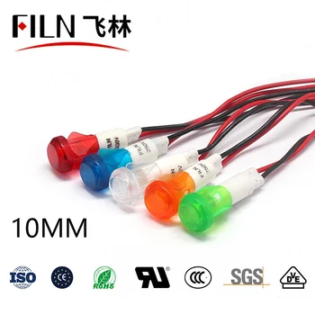Filn-ledインジケーターライト,有線プラスチック端子,低価格,10mm,12v,24v,220v,110v